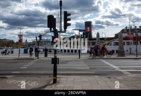 April 22, 2018, Stockholm, Schweden. Radfahrer auf den Straßen von Stockholm. Stockfoto