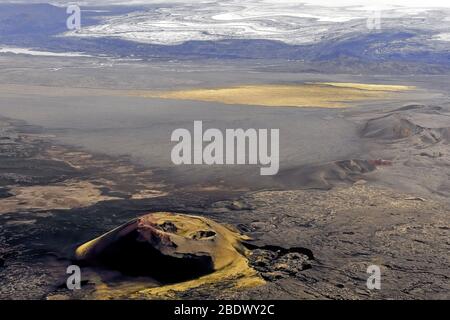 Europa - Island, Kratergebiet von Lakagígar, im Hintergrund Gletscher Siðvjökull Stockfoto