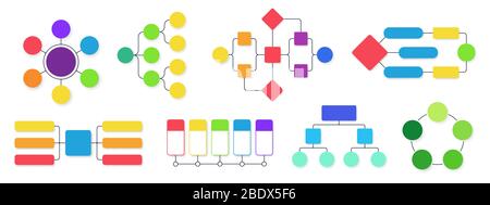 Flussdiagramm. Workflow-Flussdiagramme, Business-Strukturdiagramm Infografiken und Flussdiagramme isolierte Vektorsatz Stock Vektor