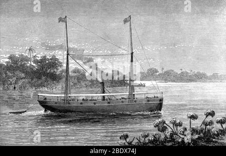 Samuel Baker, Steamboat Khedive, 19. Jahrhundert Stockfoto