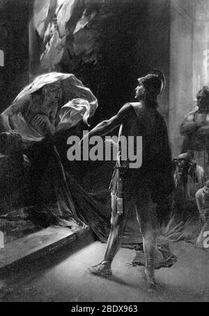 Alexander der große und das Orakel von Delphi Stockfoto