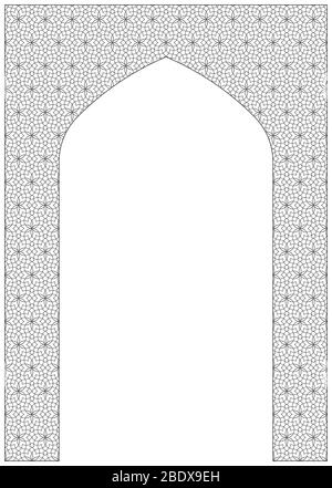 Rechteckiger Rahmen des arabischen Musters .Proportion A4.Arabic für Einladungskarte.feine Linien. Stock Vektor