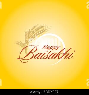 Hindi Typografie 'Happy Baisakhi' - Indisches Festival Banner Stockfoto