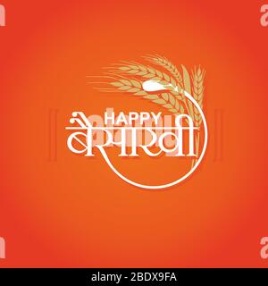 Hindi Typografie 'Happy Baisakhi' - Indisches Festival Banner Stockfoto