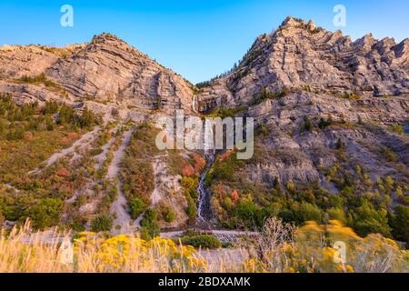 Bridal Veil Falls, Provo, Utah im Herbst Saison. Stockfoto