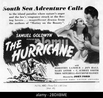 DOROTHY LAMOUR und JON HALL im HURRIKAN 1937 Regisseur JOHN FORD Roman Charles Nordhoff und James Norman Hall Spezialeffekte James Basevi The Samuel Goldwyn Company / United Artists Stockfoto