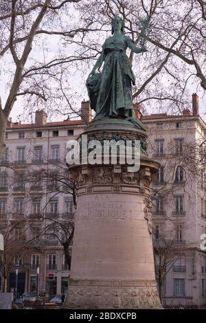 Statue der Republik auf dem Carnot-Platz Lyon Stockfoto