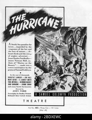 DOROTHY LAMOUR und JON HALL im HURRIKAN 1937 Regisseur JOHN FORD Roman Charles Nordhoff und James Norman Hall Spezialeffekte James Basevi The Samuel Goldwyn Company / United Artists Stockfoto