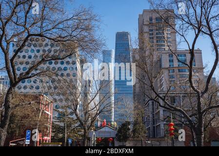 Moderne Gebäude im zentralen Geschäftsviertel von Peking, Teil des Chaoyang District in Peking, China Stockfoto