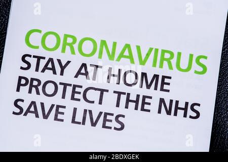 VEREINIGTES KÖNIGREICH BEETHAM - 9. APRIL 2020 offizieller Brief des Premierministers über Covid 19 Virus Stockfoto