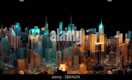 3D-Bild gerendert werden, Luftaufnahme von stadtbild Hintergrund. 3D-Rendering. Stockfoto