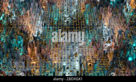 3D-Bild gerendert werden, Luftaufnahme von stadtbild Hintergrund. 3D-Rendering. Stockfoto