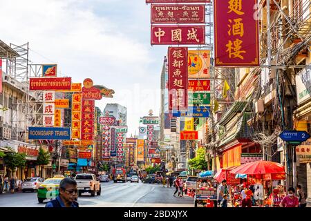 Blick auf Chinatown in Bangkok, Thailand. Stockfoto