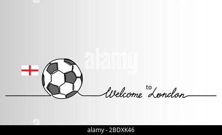 Willkommen bei London einfaches Fußball, Fußball Banner. Minimalistischer Vektorhintergrund Stock Vektor
