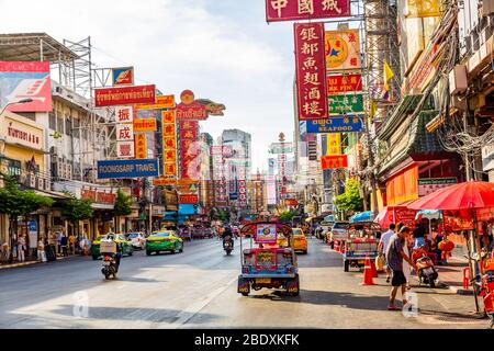 Blick auf Chinatown in Bangkok, Thailand. Stockfoto