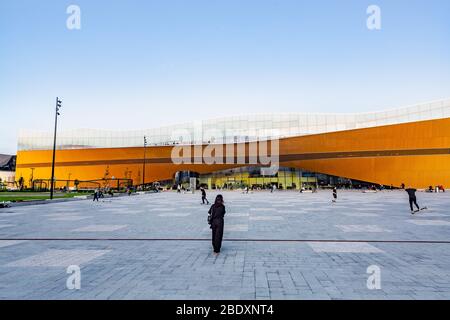 Helsinki Bibliothek namens Oodi. Oodi ist die neue Zentralbibliothek Helsinkis. Stockfoto