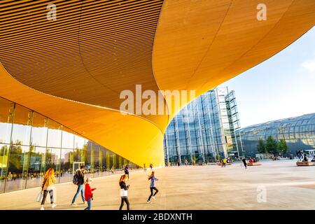 Helsinki Bibliothek namens Oodi. Oodi ist die neue Zentralbibliothek Helsinkis. Stockfoto