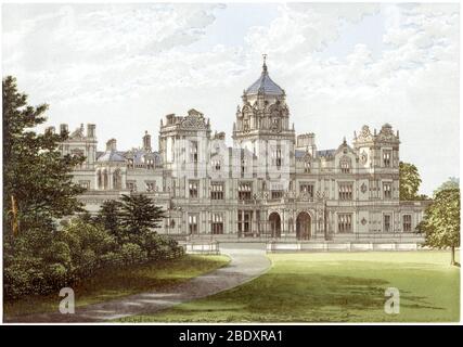 Eine farbige Illustration des Westonbert House, Gloucestershire, gescannt mit hoher Auflösung aus einem Buch gedruckt 1870. Ich glaubte, dass das Urheberrecht frei ist. Stockfoto