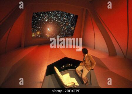 Carl Sagan am Set von "Kosmos" Stockfoto