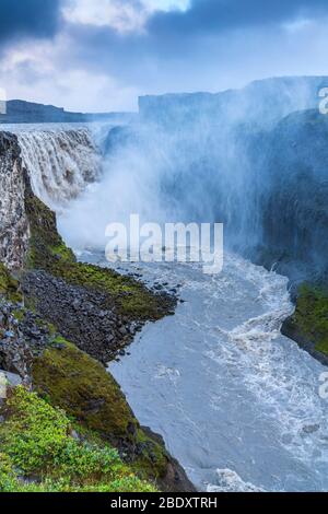 Dettifoss am Fluss Jökulsá á Fjöllum von der East Side, Vatnajökull Nationalpark, Nordostregion, Island Stockfoto