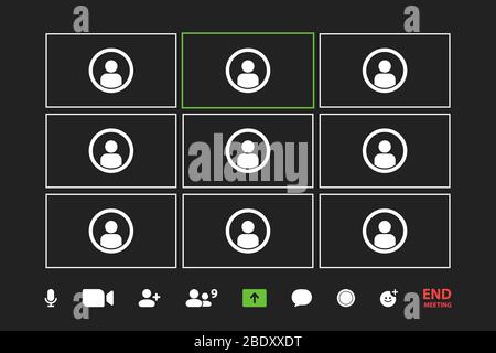 Hintergrund der Symbole für Videokonferenz. Vektor-eps10 Stock Vektor