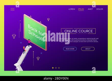 Online-Kurs - modernes isometrisches Vektor-Webbanner Stock Vektor