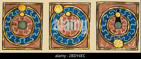 Geozentrische Diagramme, Mondphasen Stockfoto