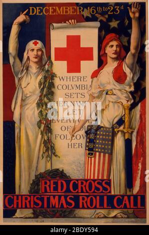 WWI, Red Cross Christmas Roll Call, 1918 Stockfoto