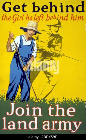 WWI, 'Join the Land Army', 1918 Stockfoto