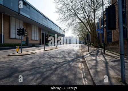 Leere Straßen im Stadtzentrum von Southampton am Karfreitag 2020 während der Sperrung des Coronavirus. Stockfoto