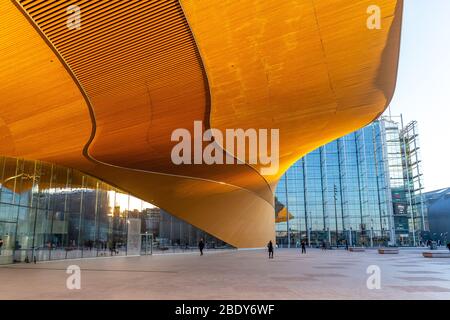 Oodi-Bibliothek. Oodi ist die neue Zentralbibliothek in Helsinki. Finnland Stockfoto