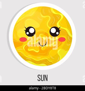 Cartoon niedlichen Sonnenstern Planeten auf weißem Hintergrund isoliert. Solaranlage. Cartoon Stil Vektor-Illustration für jedes Design. Stock Vektor