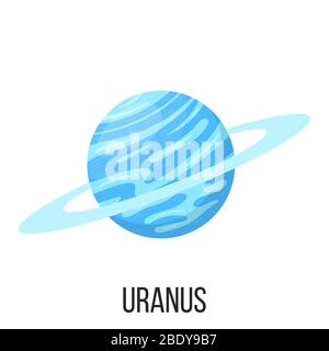 Uranus-Planet auf weißem Hintergrund isoliert. Planet des Sonnensystems. Cartoon Stil Vektor-Illustration für jedes Design. Stock Vektor