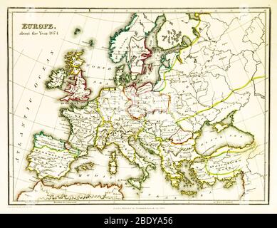 Europakarte, nach dem Vertrag von Gerstungen, 1074 Stockfoto