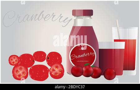 Glas ist voll von Cranberry-Saft mit Gläsern Stockfoto