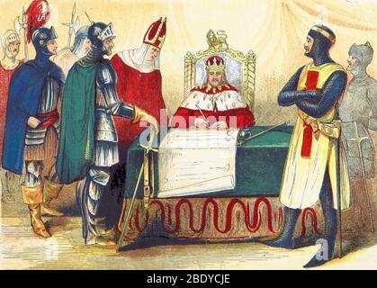 König John Unterzeichnet Magna Carta, 1215 Stockfoto