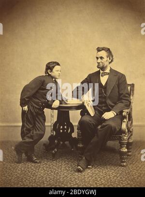 Präsident Abraham Lincoln mit Sohn TAD, 1865 Stockfoto