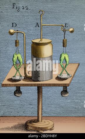 Galvanismus-Experimente, 1804 Stockfoto