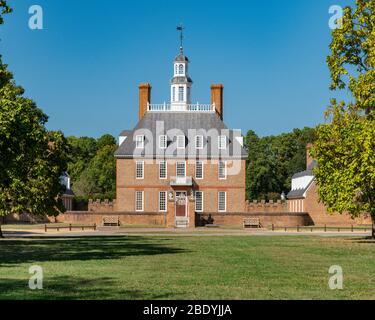 Governor's Palace in Colonial Williamsburg. Stockfoto