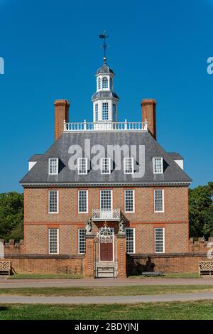 Governor's Palace in Colonial Williamsburg. Stockfoto