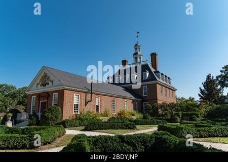 Governor's Palace in Colonial Williamsburg. Stockfoto