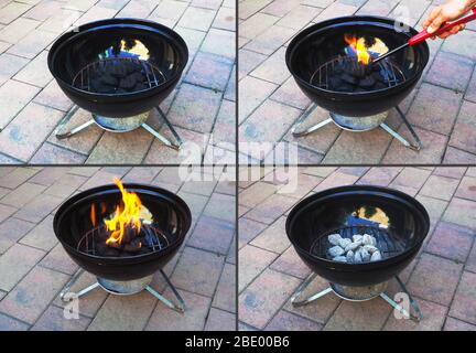 Brennende Kohle in einem Barbecue-Grill Stockfoto