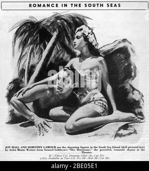 DOROTHY LAMOUR und JON HALL im HURRIKAN 1937 Regisseur JOHN FORD Roman Charles Nordhoff und James Norman Hall Spezialeffekte James Basevi The Samuel Goldwyn Company / United Artists Stockfoto