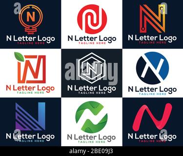 Modernes, farbenfrohes N-Letter-Logo-Design. Stock Vektor