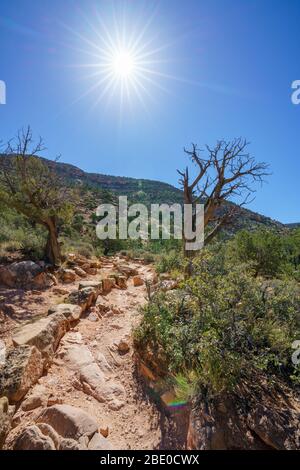 Wandern auf dem Einsiedlerweg am Südrand des Grand Canyon in arizona in den usa Stockfoto