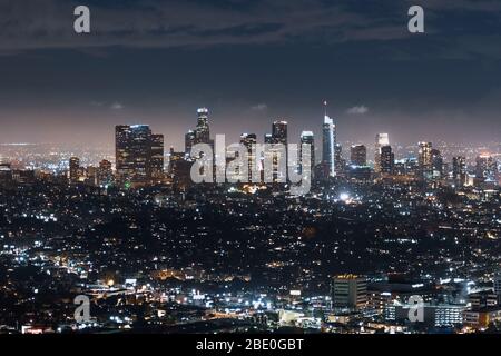 Luftaufnahme der Skyline des Finanzdistrikts in Downtown Los Angeles; Kalifornien Stockfoto