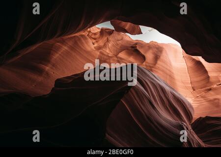 Im Inneren des Antelope Canyon, Farbe und Texturen Stockfoto