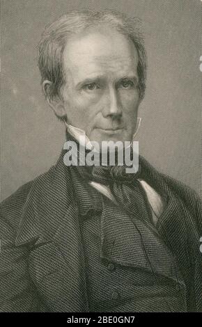 Henry Clay, Sr. (12. April 1777 - 29. Juni 1852) war ein amerikanischer Pflanzer, Staatsmann und Redner, der Kentucky sowohl im Senat als auch im Repräsentantenhaus vertrat und von 1825 bis 29 als Staatssekretär diente. Er bevorzugte Krieg mit Großbritannien und spielte eine bedeutende Rolle bei der Führung der Nation in den Krieg im Jahr 1812. Er war der führende Befürworter des amerikanischen Systems, der für eine Erhöhung der Zölle zur Förderung der Industrie, die Verwendung von Bundesmitteln für den Bau und die Aufrechterhaltung der Infrastruktur und eine starke Nationalbank kämpfte. Er war gegen den mexikanisch-amerikanischen Krieg und die Politik der Demokraten, die das Schicksal am stärksten bestimmt Stockfoto