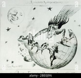 Komet Cartoon von 1857. Stockfoto