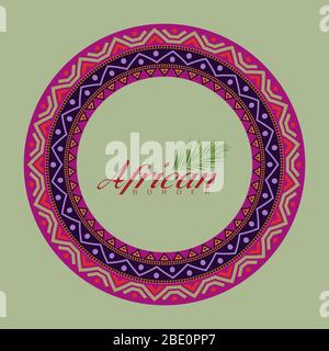 Afrikanisches rundes Mandala oder Bordüre mit adinkra-Symbolen. Antikes Muster. Vektorgrafik. Stock Vektor